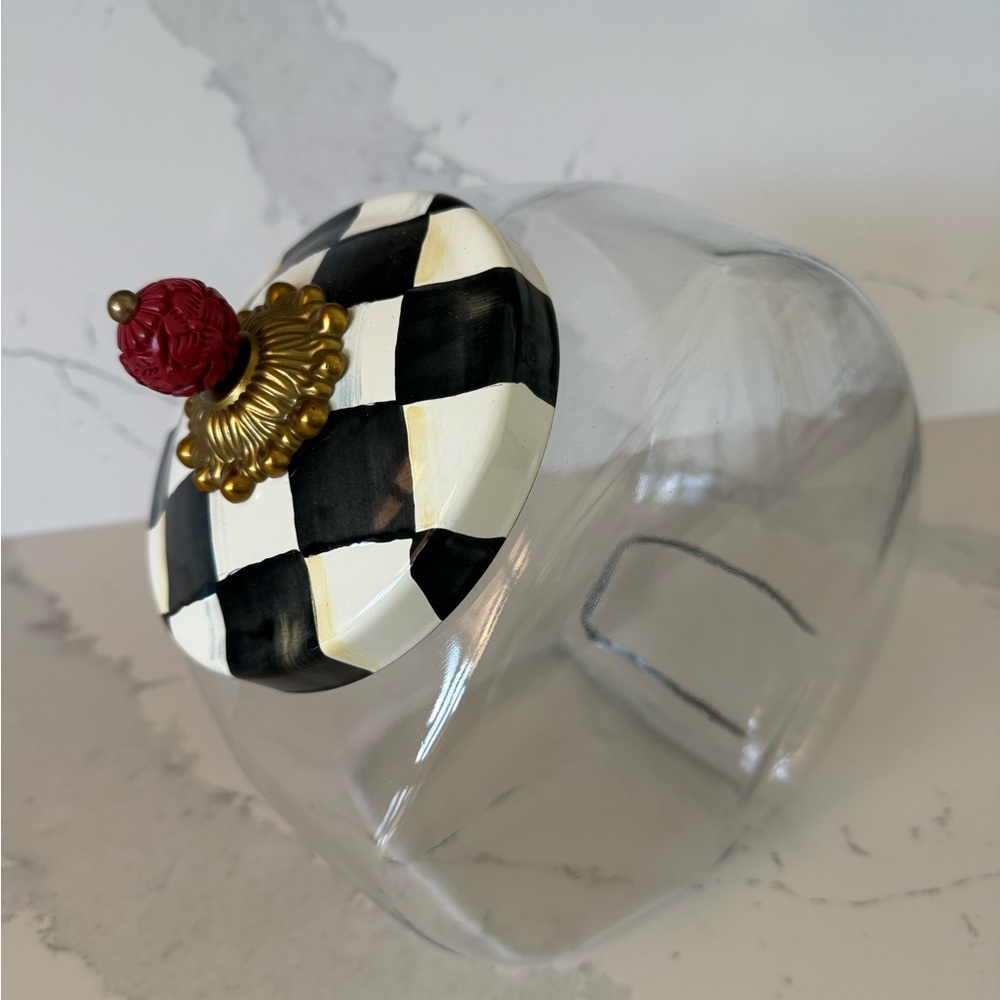 Mackenzie Childs Courtly Check Cookie Jar. - Picture 2 of 10